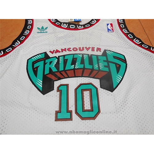 Maglia Vancouver Grizzlies Mike Bibby NO 10 Historic Throwback Bianco